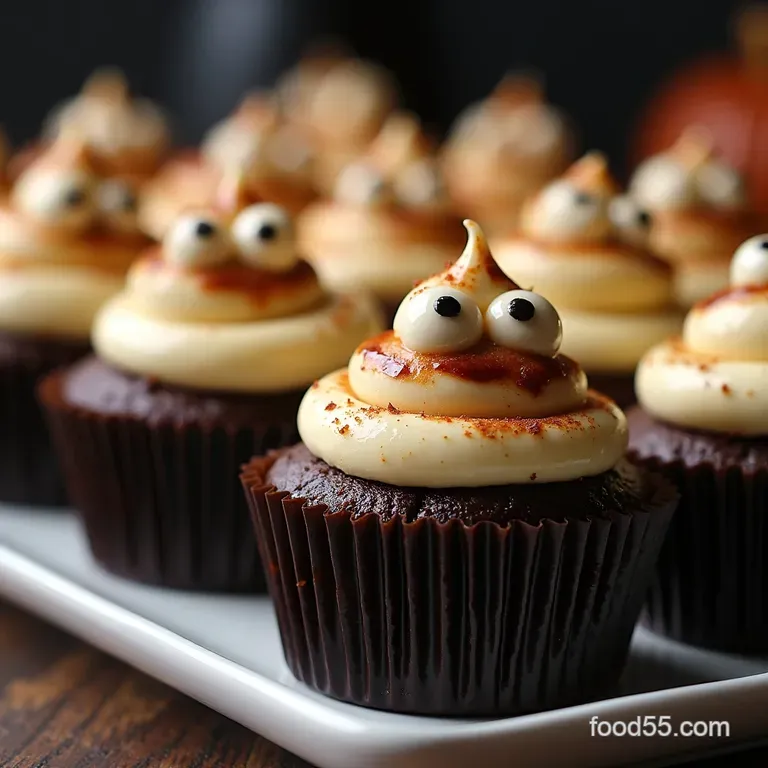 Rich Chocolate Mummy Cupcakes with Creamy Filling Halloween Goodies CryptKeepers Delight Rich Chocolate Mummy Cupcakes with Cream Cheese Filling