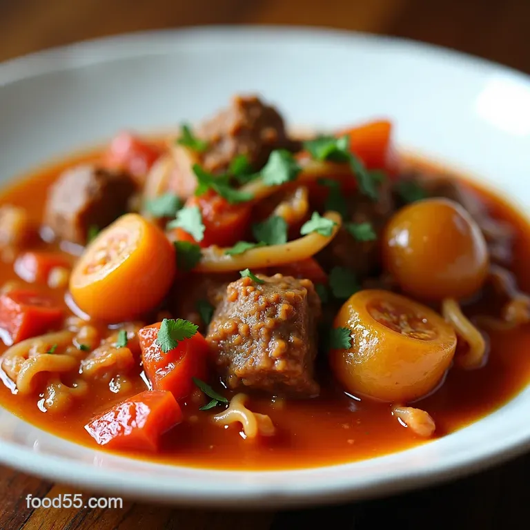 Chunky Beef Cabbage Tomato Soup Instant Pot