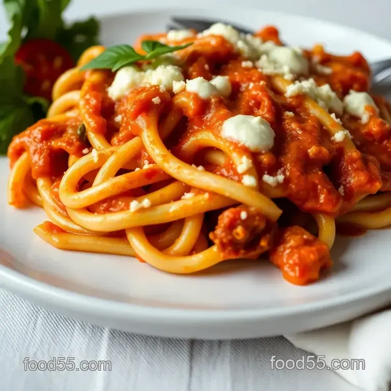 Classic Baked Ziti with Ricotta presentation