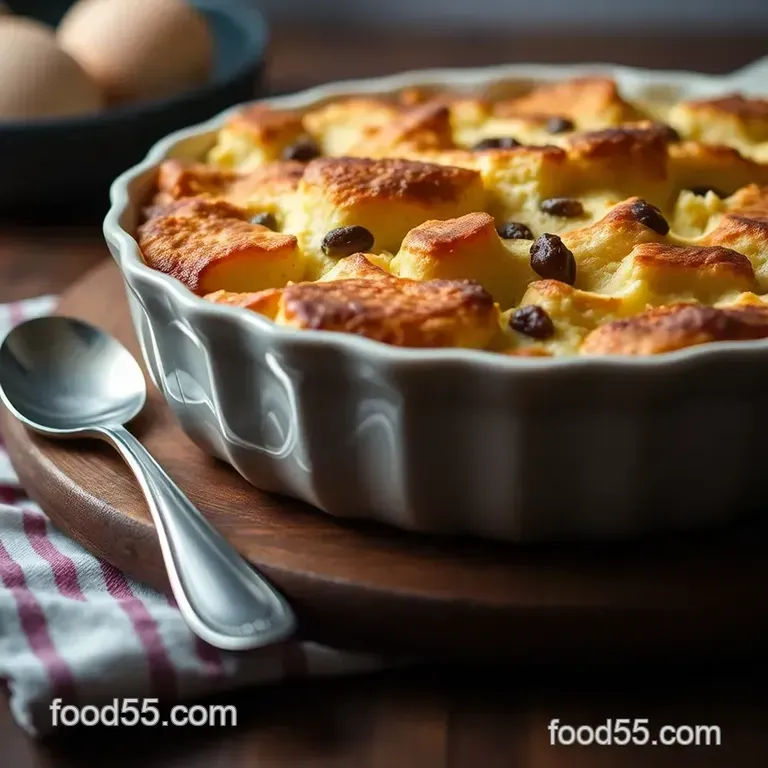 Classic British Bread and Butter Pudding presentation
