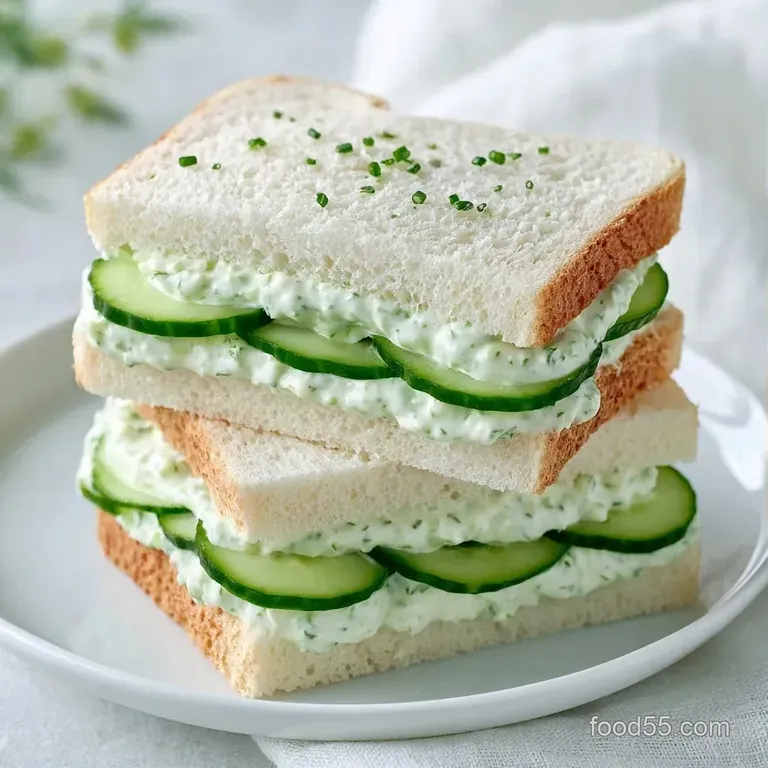 A platter of crustless tea sandwiches arranged in neat rows on a white plate with fresh mint leaf garnishes.