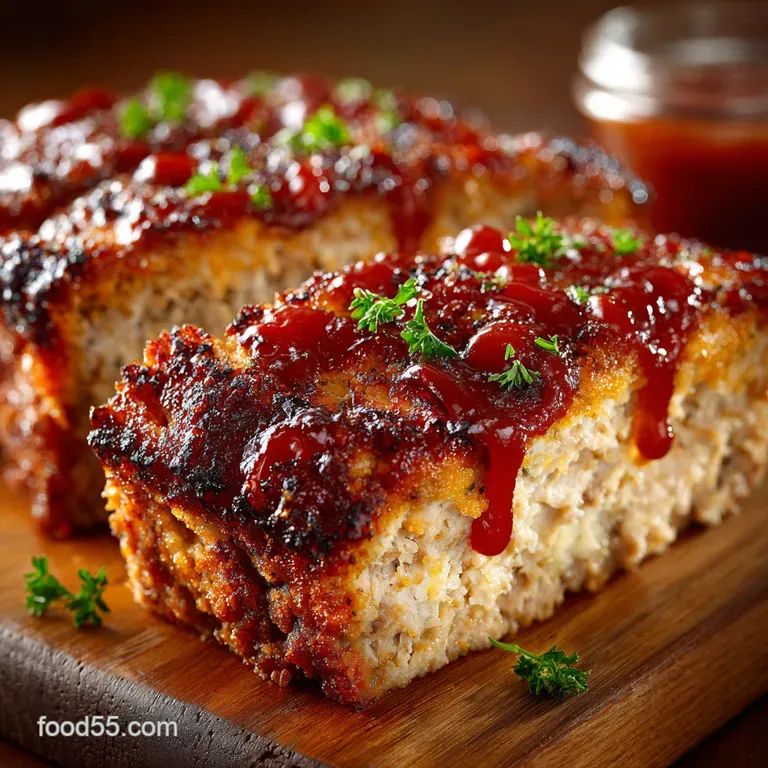Classic Moist Turkey Meatloaf with Tangy Ketchup Glaze presentation