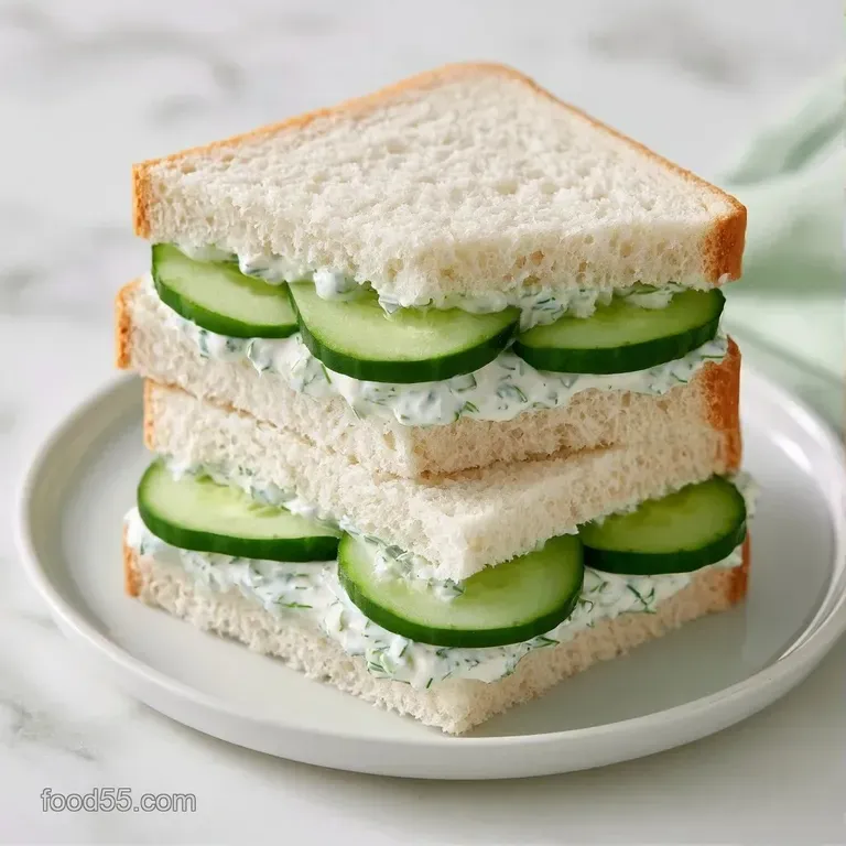 Dainty finger sandwiches arranged on a tiered silver stand with fresh mint sprigs and a white lace doily.