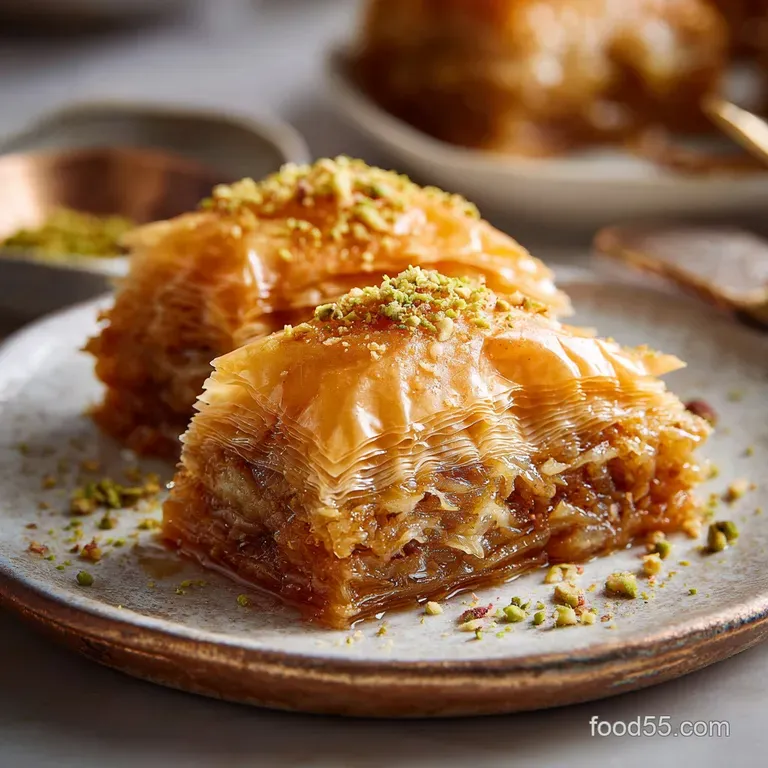 The Golden Crown Jewel Classic Honey and Walnut Baklava presentation