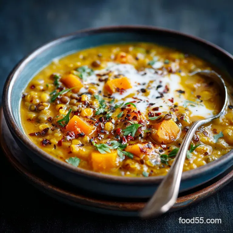 Butternut Lentil Stew with Creamy Coconut Milk a Cozy Hug in a Bowl presentation