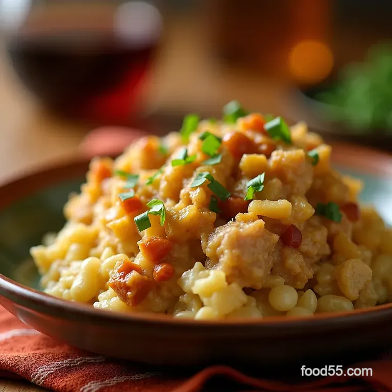 Cozy Crockpot Chicken Stuffing Casserole presentation