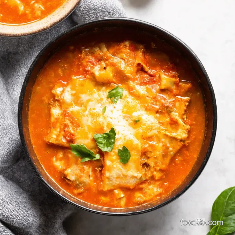 Cozy Lasagna Soup Deconstructed Lasagna in a Bowl presentation