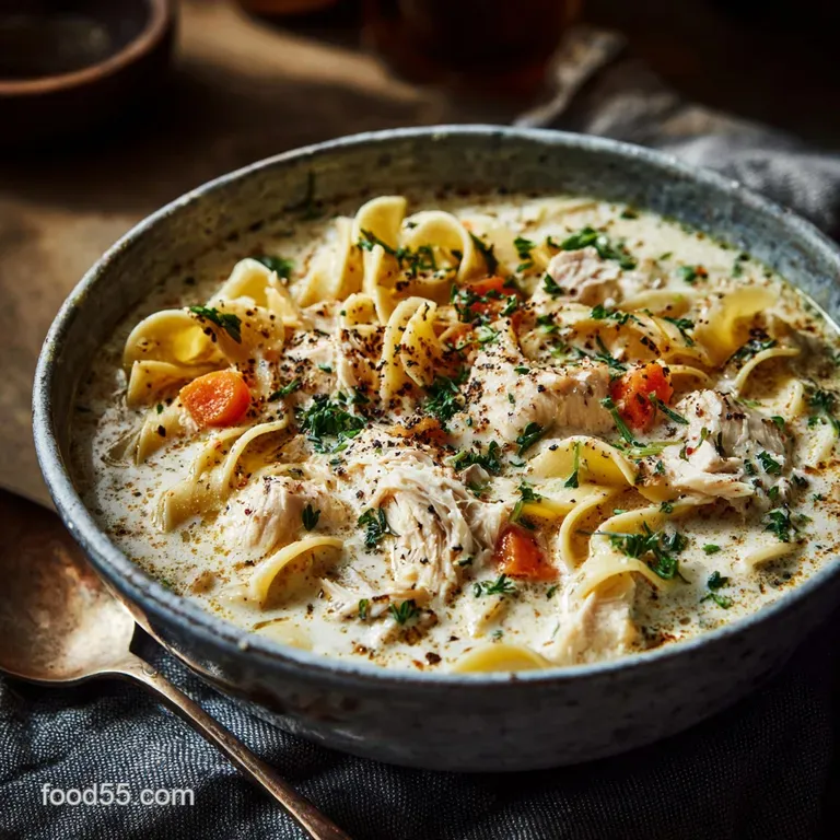 Crack Chicken Noodle Soup the Cheesy Creamy Comfort Classic presentation