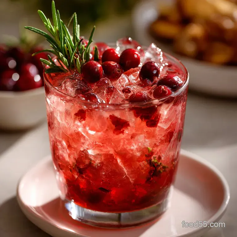 Cranberrygin Cocktail: the Festive Rosemary Smash presentation