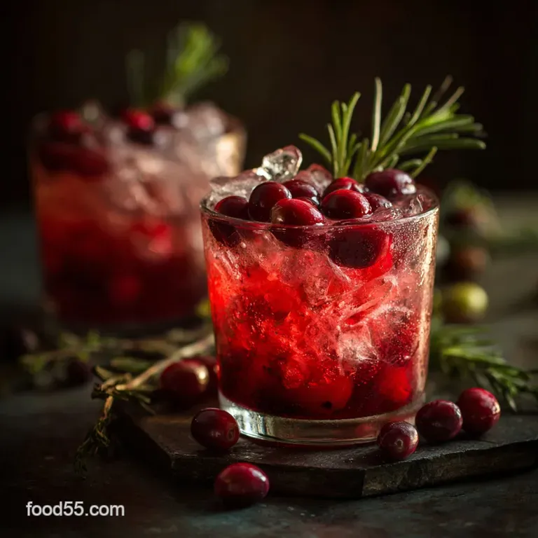 Thanksgiving Cocktails: the Fireside Cranberry Rosemary Gin Smash presentation