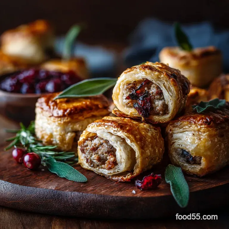 The Ultimate Festive Piglets in Blankets Cranberry Sage Rolls presentation
