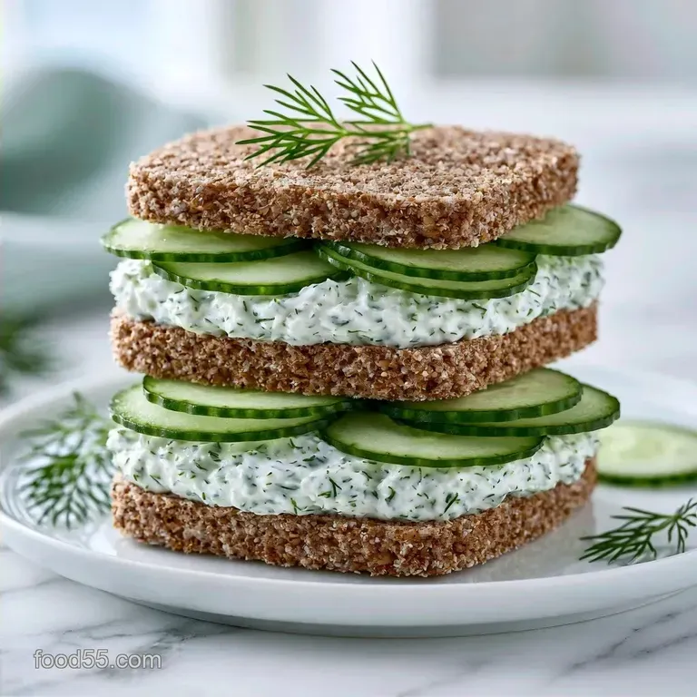 Cream Cheese Cucumber Sandwiches with Fresh Dill