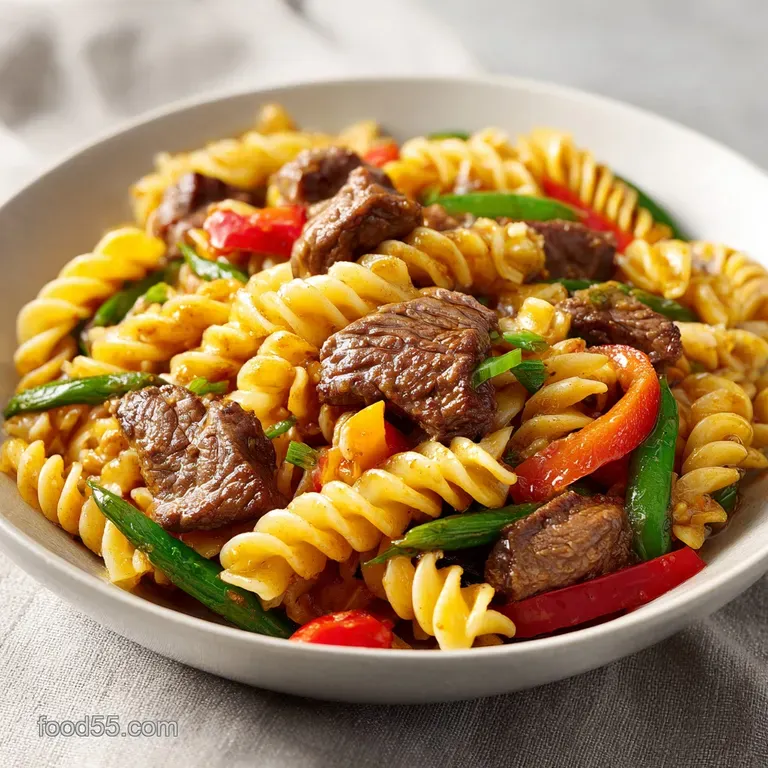 Creamy Beef and Rotini in Garlic
