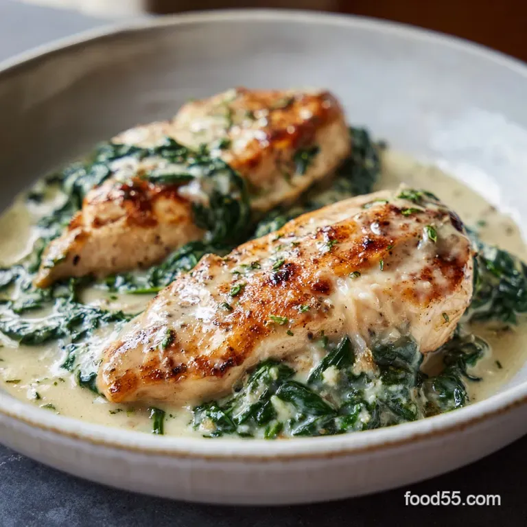 Creamy Chicken Breast in Spinach Parmesan Sauce (The 40-Minute Florentine) presentation