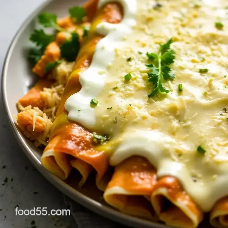 Creamy Chicken Sour Cream Enchiladas presentation