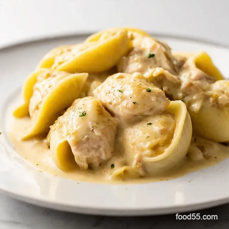 Creamy Chicken Spinach Stuffed Shells Alfredo