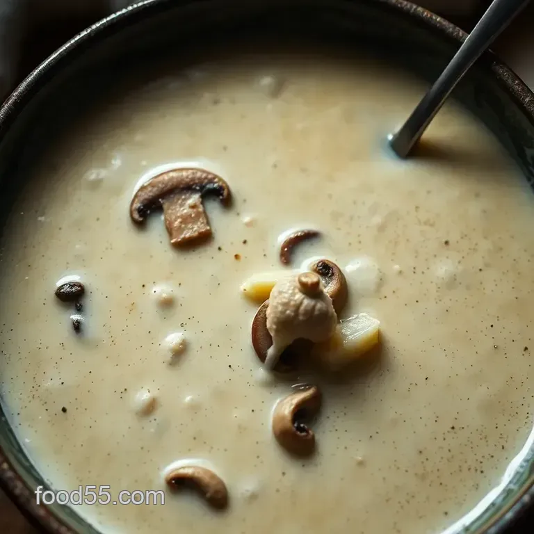 Creamy Comfort: Classic Cream of Mushroom Soup presentation