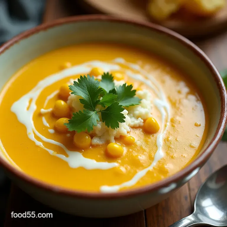 Sunshine in a Bowl Creamy MexicanInspired Corn Soup with Zesty Queso Fresco Cilantro