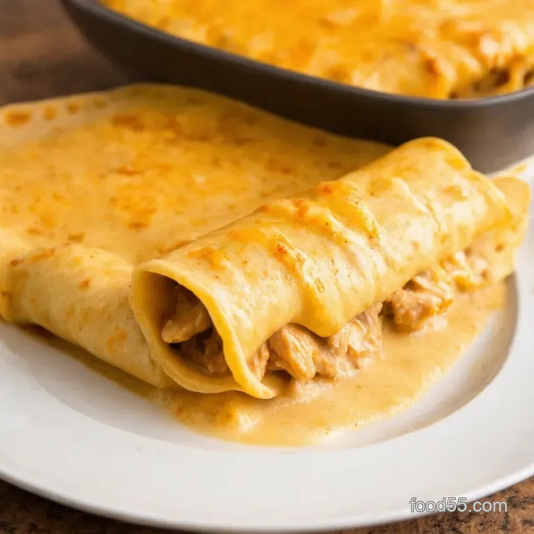Creamy Dreamy Chicken Enchiladas with White Sauce presentation