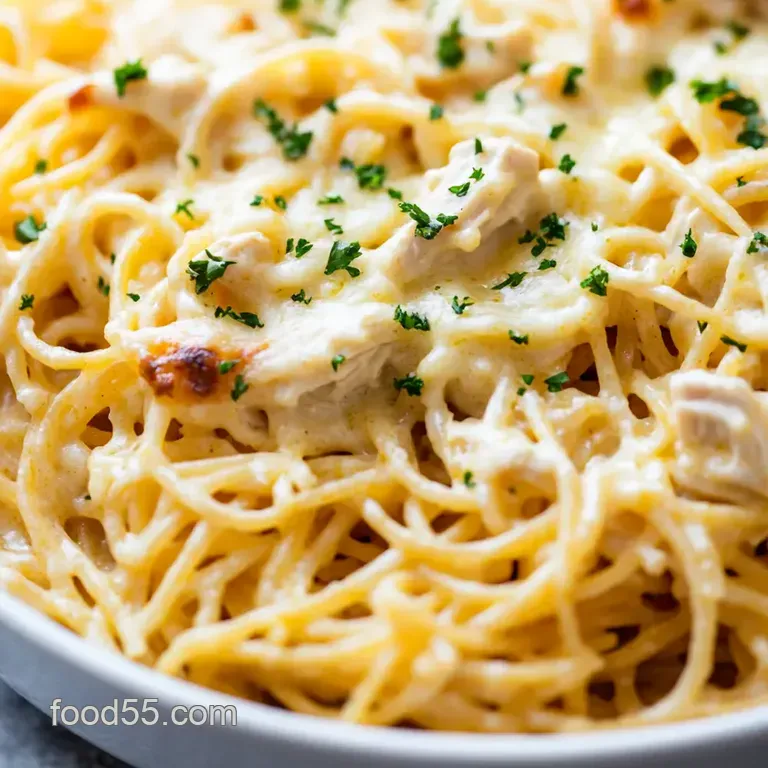 Creamy Dreamy Chicken Spaghetti Bake presentation