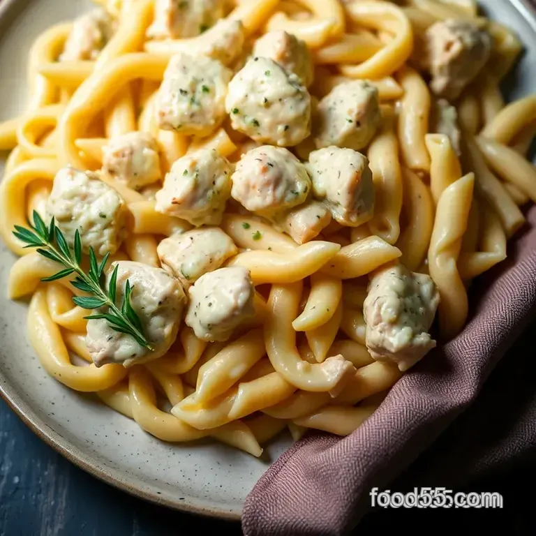 Creamy Garlic Chicken and Spinach Pasta presentation