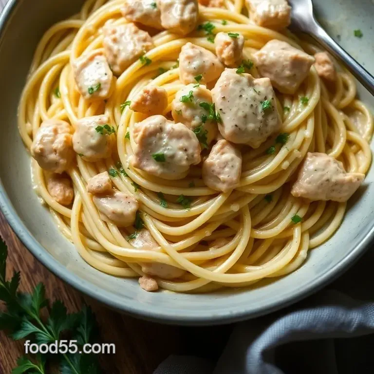 Creamy Garlic Chicken Pasta presentation