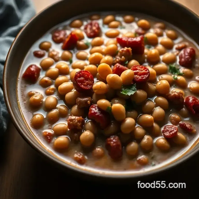 Creamy Great Northern Bean Stew with Smoky Chorizo presentation