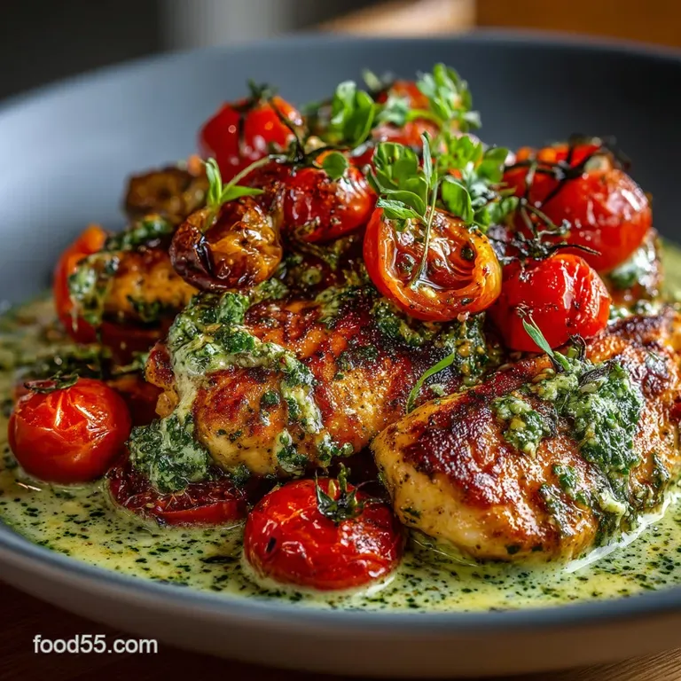 The Ultimate Weeknight Feast Creamy Pesto Chicken with Burst Cherry Tomatoes