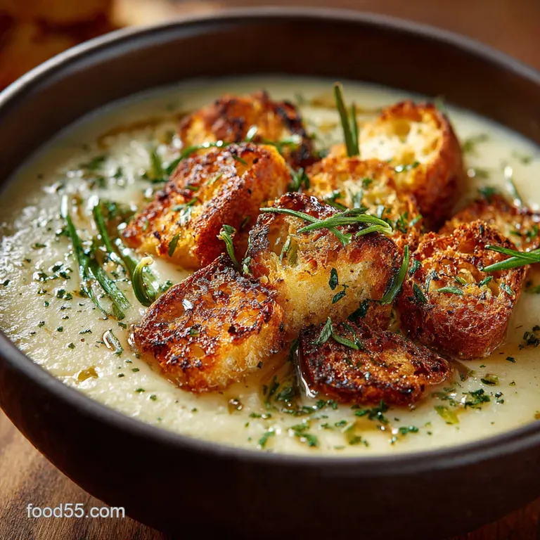 Creamy Potatoleek Soup Classic Frenchstyle Hot or Chilled presentation