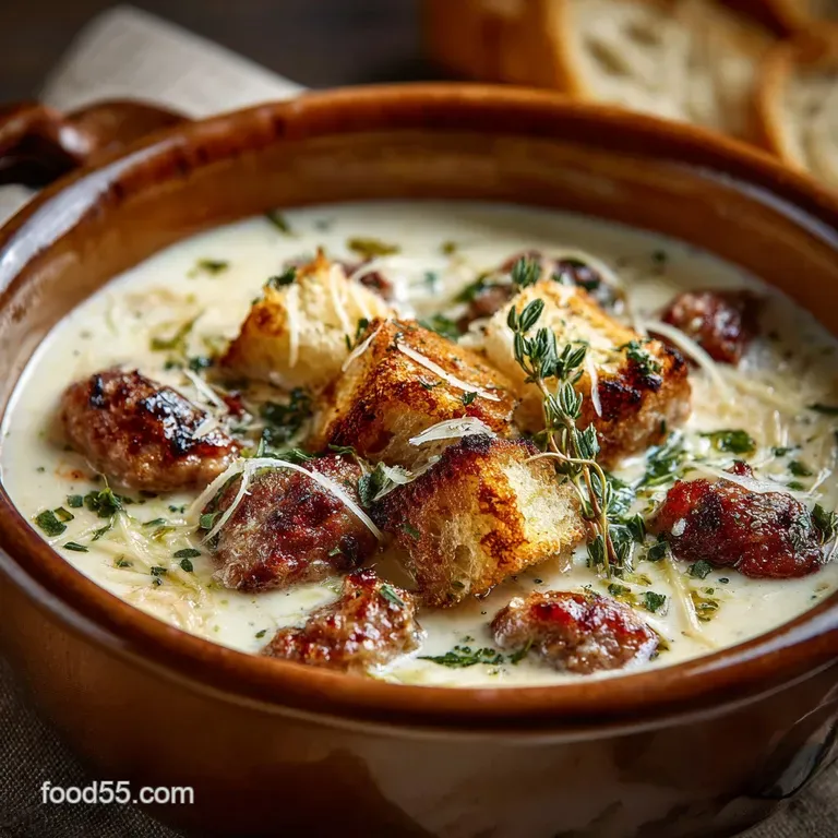 The Ultimate Cheesy Comfort Sausage Parmesan Cream Cheese Soup presentation