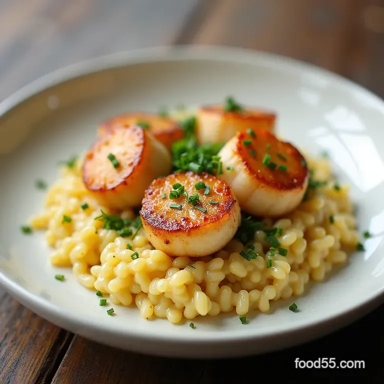 The Creamy Dream PanSeared Scallop Risotto with Lemon Chives