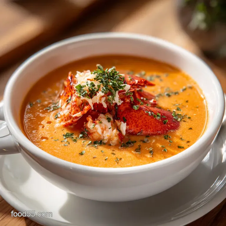 Creamy Seafood Bisque with Crab Shrimp and Lobster