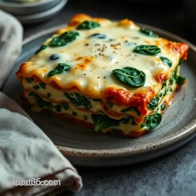 Creamy Spinach and Ricotta Lasagna presentation