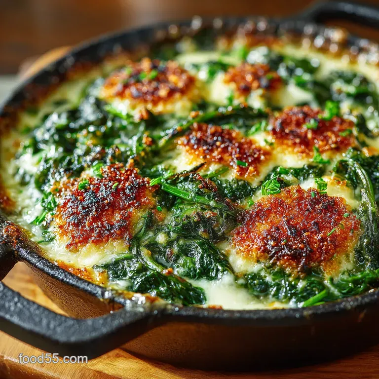 Creamy Spinach Gratin with Parmesangruy&egrave;re Crust presentation