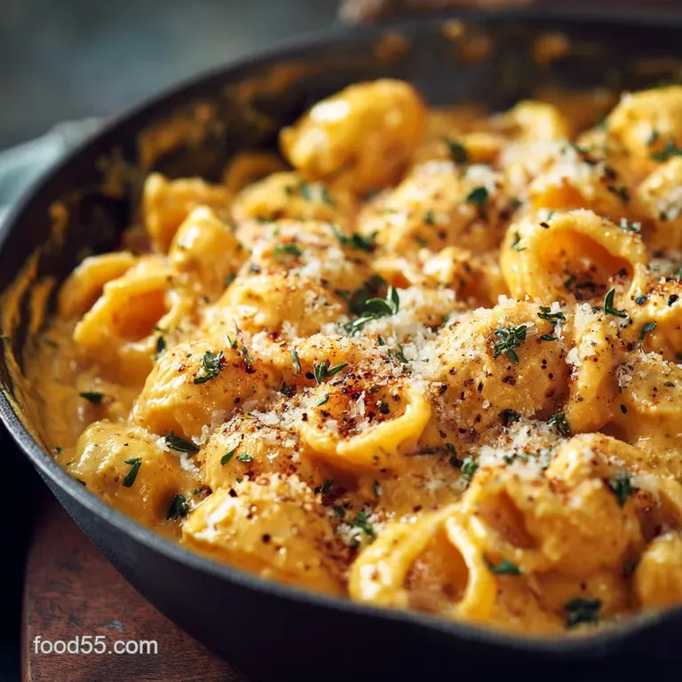 Stovetop Creamy Pumpkin Mac and Cheese: the Harvest Hug Recipe presentation
