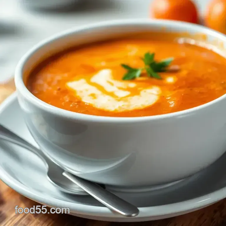 Creamy Tomato & Basil Soup with Grilled Cheese Croutons