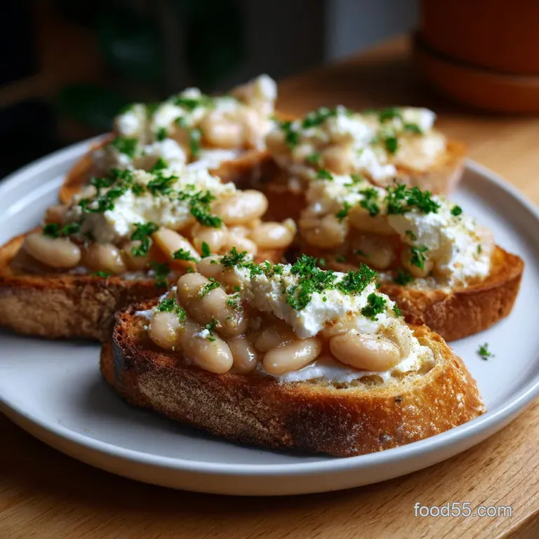 The Ultimate 15 Minute Creamy White Bean Crostini presentation