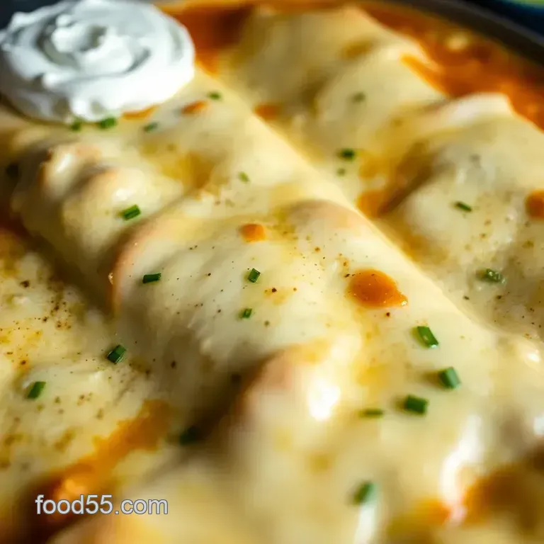 Creamy White Chicken Enchiladas with Green Chile Sauce presentation