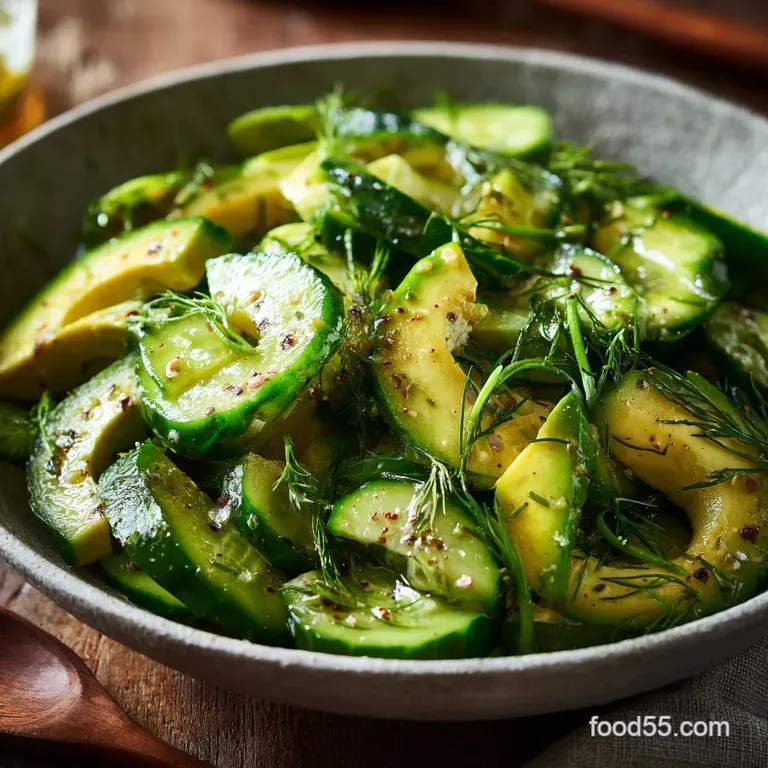 The Bright Breezy Cucumber Avocado Salad with Zesty Herb Vinaigrette presentation