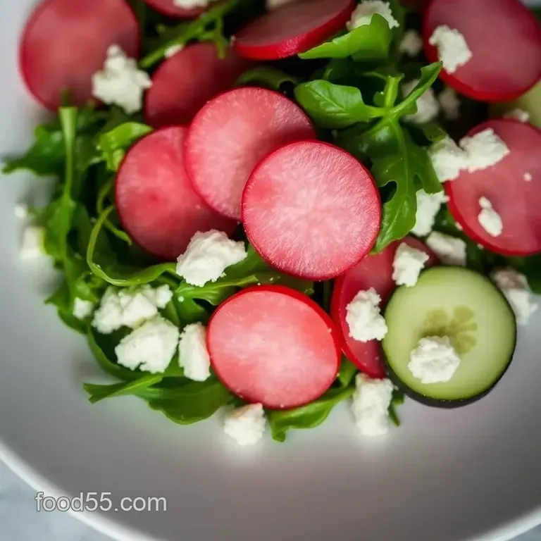 Crisp Watermelon Radish Salad with Citrus Vinaigrette presentation