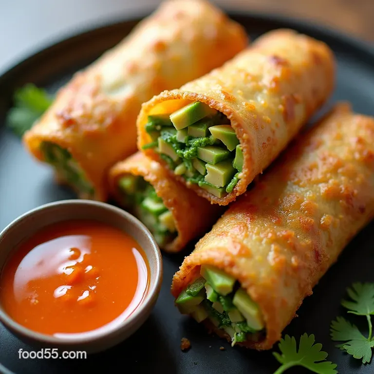 Crispy Avocado Egg Rolls with Sweet Spicy Dipping Sauce