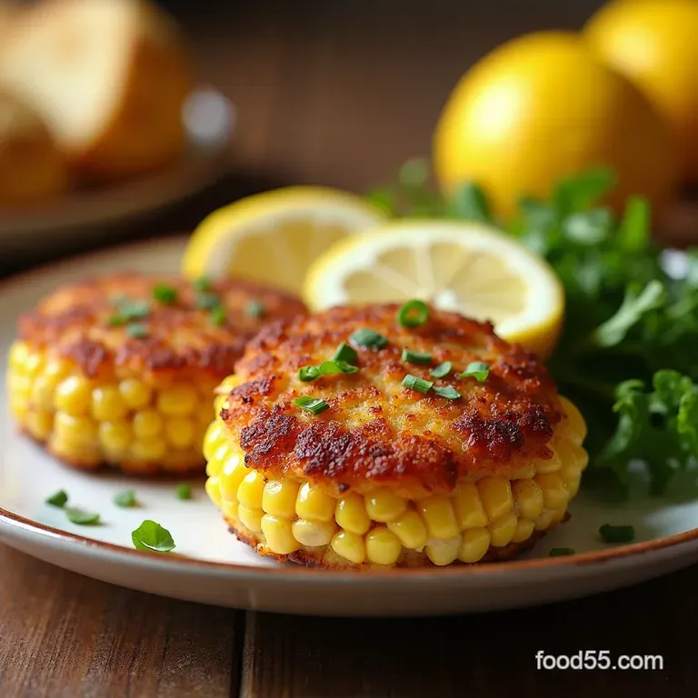 Crispy Baked Corn Crab Cakes Oven or Air Fryer presentation
