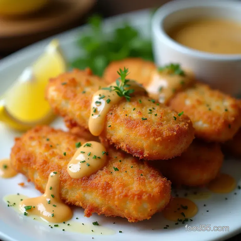 Chefs Crispy Baked Fish Sticks with Tangy Lemon Caper Sauce