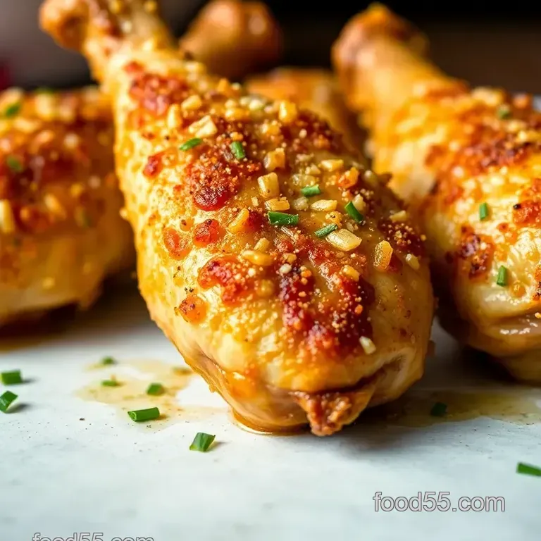 Crispy Baked Garlic Parmesan Chicken Drumsticks presentation