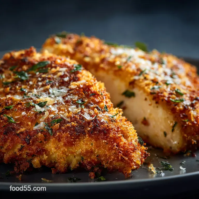 Baked Parmesan Crusted Chicken Ultracrispy Quick and Easy presentation