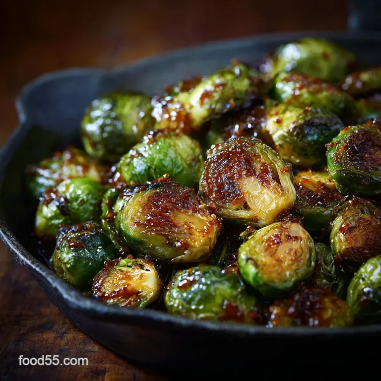 Thanksgiving Vegetable Side Dishes: the Crispiest Brussels Sprouts with Maple-Balsamic Glaze presentation