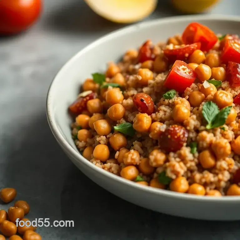 Crispy Chickpea &amp Quinoa Salad with Lemon-Tahini Dressing presentation
