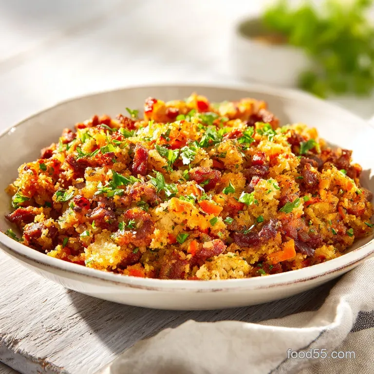 A single serving of corned beef hash, the crispy potatoes, tender beef, and runny egg yolk creating an inviting savory mas...