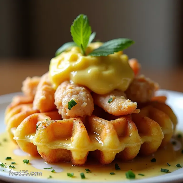 Crispy CrabCake Waffles with Lemon Remoulade