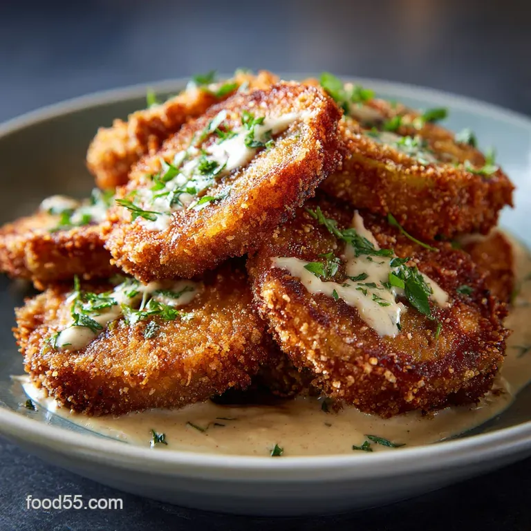 Fried Green Tomatoes with Remoulade Sauce: How to Get That Restaurant Crunch presentation